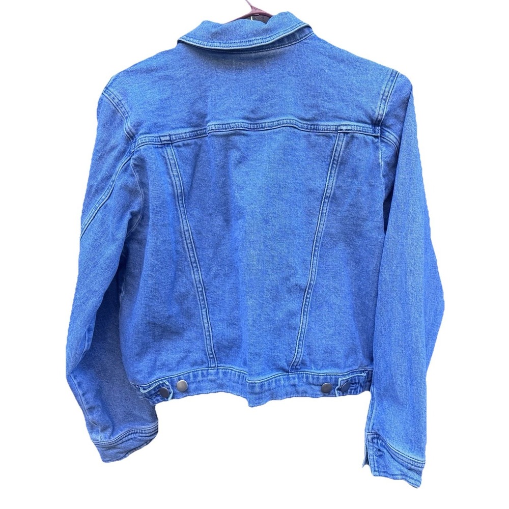 Denim Jean Jacket Women's Blue Button Up Front Pockets Cotton Large‎ L Classic - Picture 3 of 6